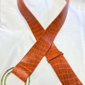 Leather Croc Hip Slung Belt size L  Coldwater Creek NWT